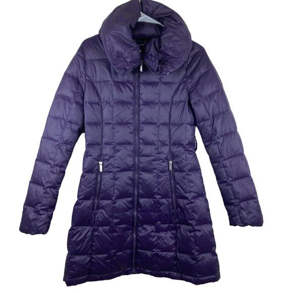Laundry by Shelli Segal Womens XS Down Quilted Puffer Winter Jacket Purple - Picture 1 of 9